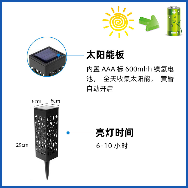 Courtyard solar lawn lights, outdoor waterproof hollowed-out lights, campsite insert lights, lighting lawn lights, solar lights details Picture