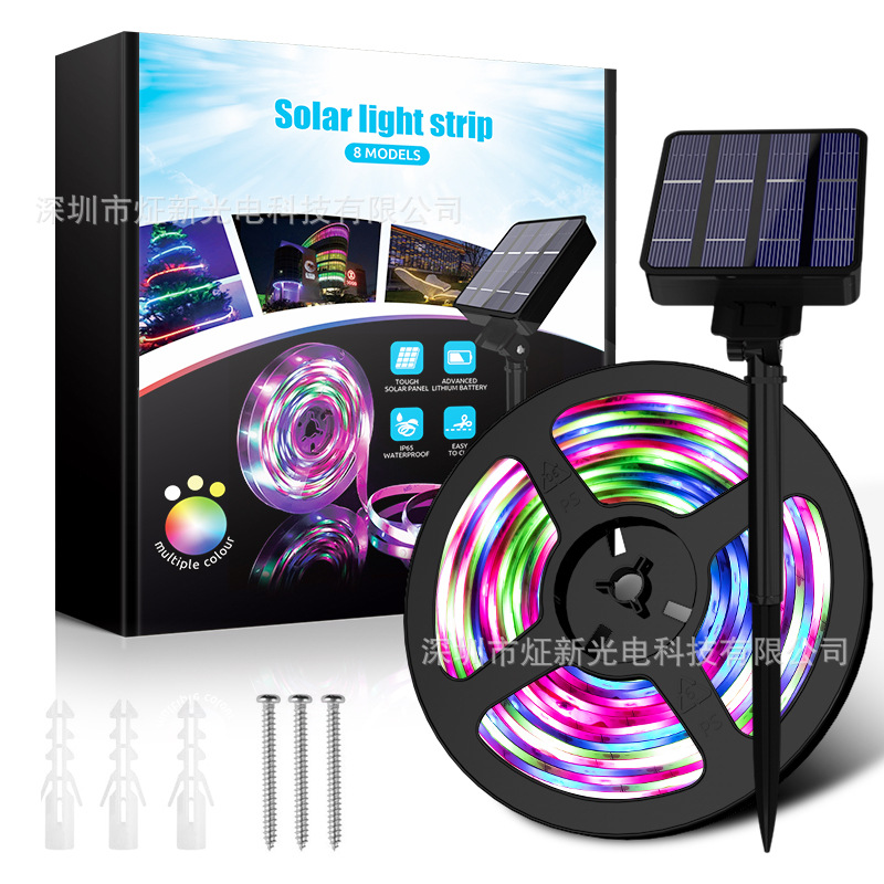 10-meter LED solar photovoltaic light strip and string, 240 meters, decorative light strip, waterproof RGB running light, 150LED, 5 meters full figure
