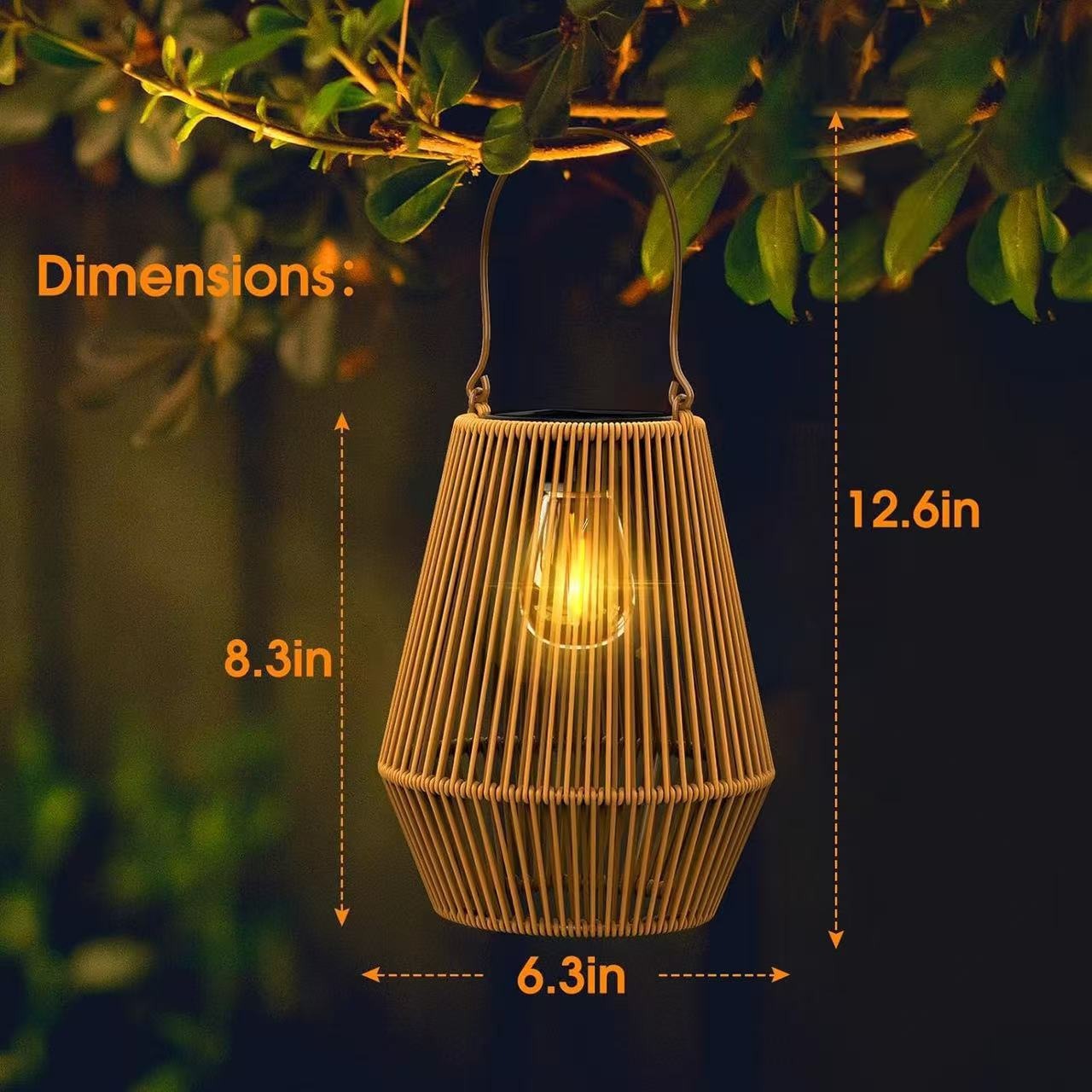 Solar lamps, outdoor rattan and bamboo woven hand-held hanging lamps, courtyard decoration, Chinese retro garden lanterns, cross-border stock available details Picture