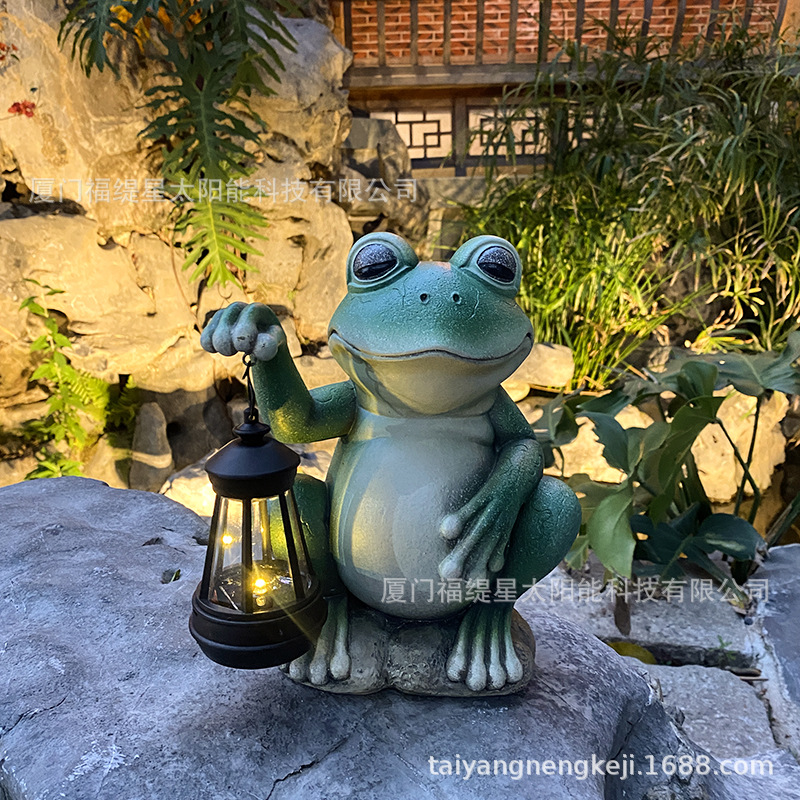 Cross-border solar animal lamps, outdoor simulation frog lanterns, cute garden and courtyard ornaments, resin handicrafts Specification drawing
