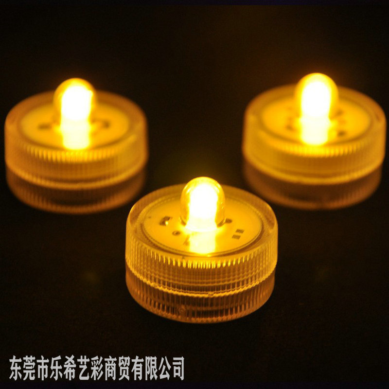 Circular led waterproof candle light, seven-color electronic candle light, fish tank light, aquarium diving light, script props Specification drawing