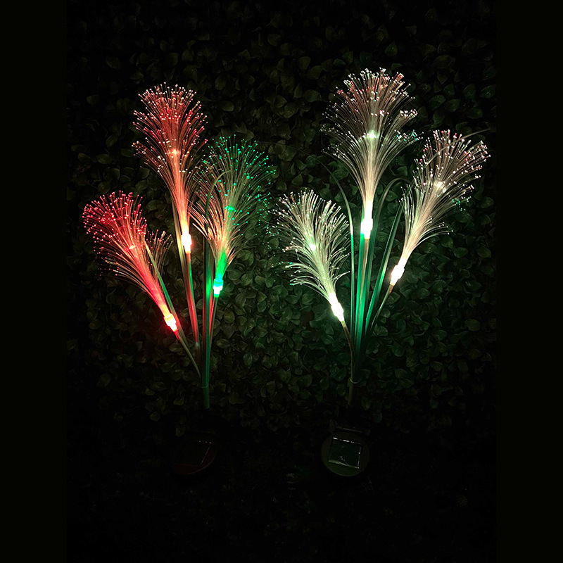 led solar 3-head optical fiber reed outdoor ground-penetrating lawn decoration waterproof luminous energy-saving simulation landscape light Specification drawing