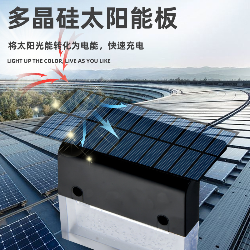 Solar step lights, built-in outdoor warm light wall-washing lights, garden lights, staircase and wall lights, landscape lights, ambient lights details Picture