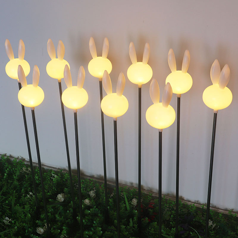 Rabbit animal-shaped reed lamp, outdoor landscape lamp, cute little white rabbit shaped lamp, beautiful Chen rabbit ear insert lamp Application Scenario