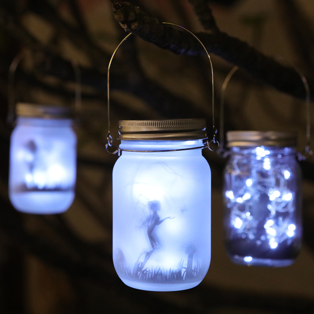 Amazon Solar frosted Mason bottle lamp, outdoor waterproof glass bottle and can lamp, DIY star wish bottle, courtyard Specification drawing