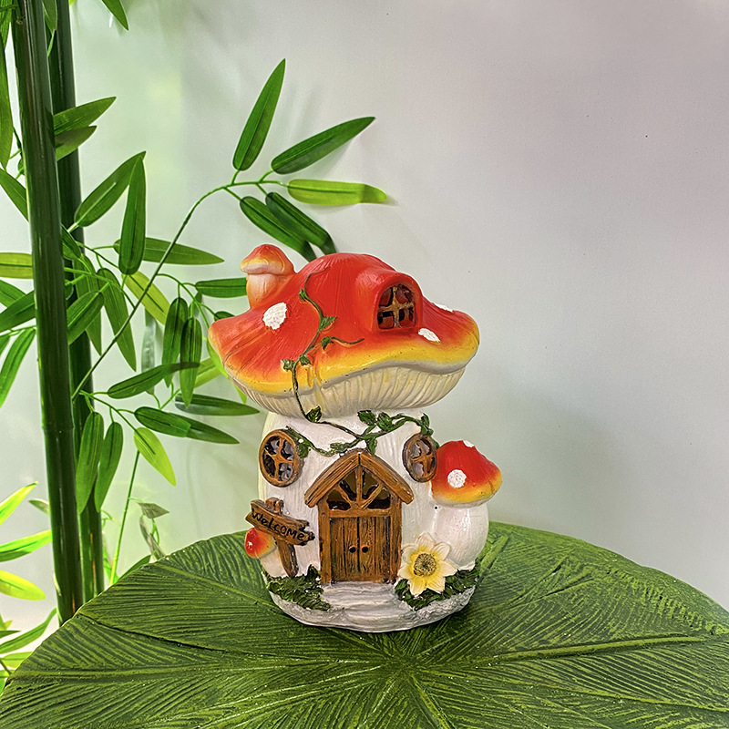 Amazon outdoor solar micro-landscape decoration, cute mushroom resin craft ornaments, garden house ornaments Specification drawing