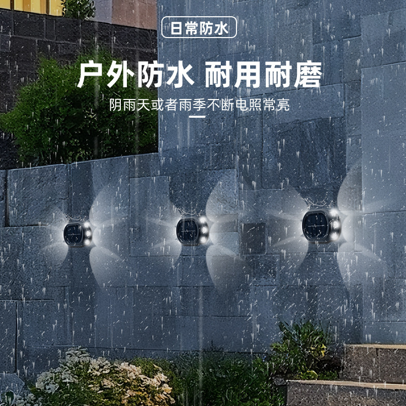 Solar outdoor wall-washing light, garden light, 6led elliptical high-brightness convex mirror light, terrace staircase railing decorative landscape Specification drawing