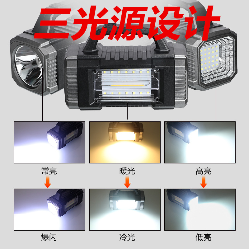 New high-intensity flashlight, outdoor long-range portable searchlight, solar charging flashlight, household led portable lamp details Picture