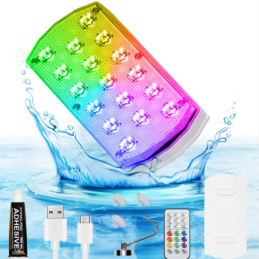 Amazon's new rechargeable pool light, underwater light, led landscape light, pool light, magnetic point control remote diving light Item Picture
