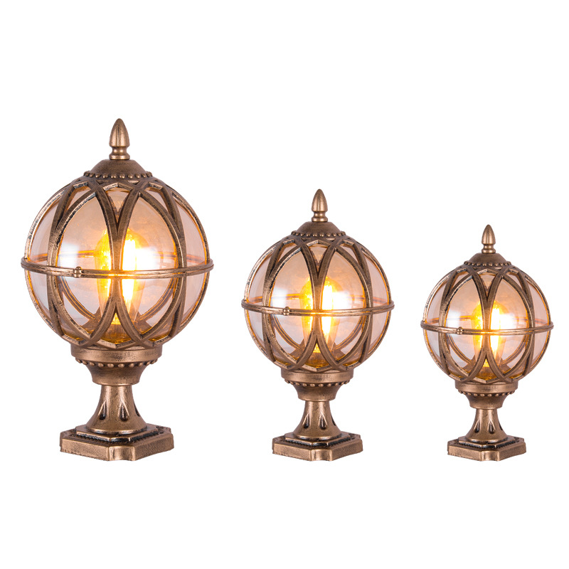 Factory wholesale column head lights, outdoor porch and courtyard wall lights, community gate spherical lights, fence lights and courtyard landscape lights Item Picture