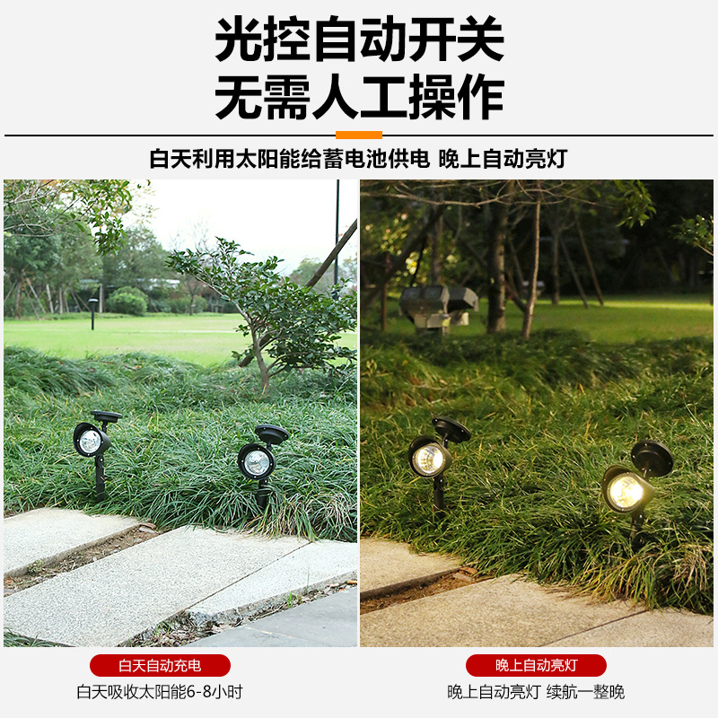Amazon cross-border solar lawn spotlights 4LED garden lights Outdoor waterproof landscape lighting decorative lights waterproof Specification drawing
