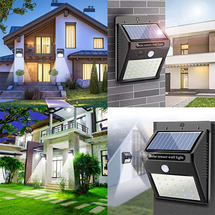 Solar wall lamp 20led outdoor garden and courtyard lamp, household human body sensor new rural waterproof street lamp Specification drawing