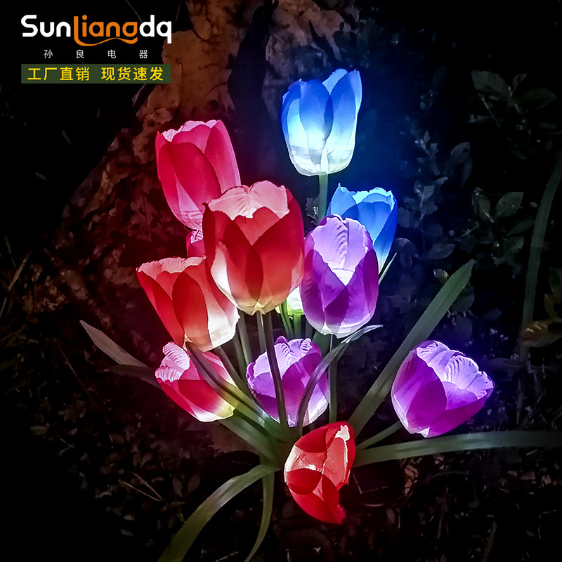 Cross-border new solar tulip flower lamp, simulation ground lamp, LED garden courtyard lamp, lawn outdoor waterproof Specification drawing