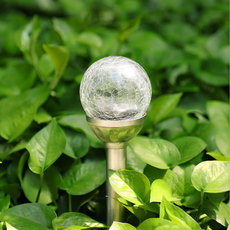 【 Factory Supply 】 White light, colored light, cracked glass ball lamp, solar ground plug lawn lamp, garden and courtyard decoration details Picture