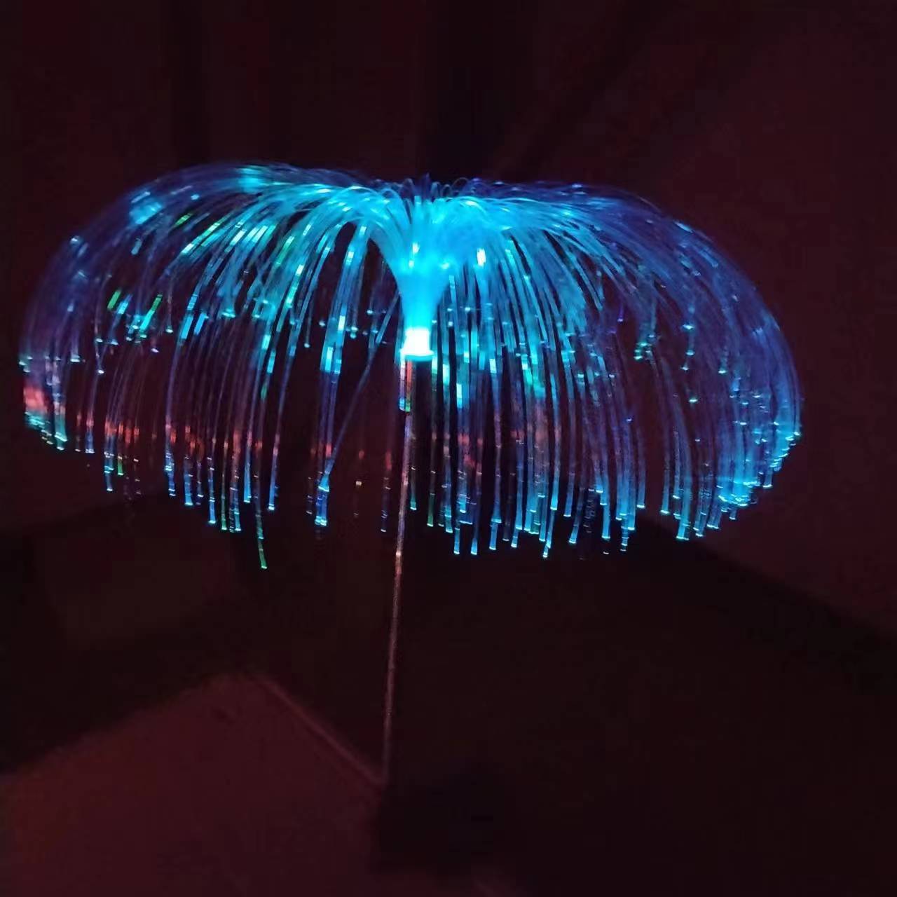 Solar jellyfish lamp, outdoor double-layer jellyfish lamp, reed field insert lamp, decorative lamp, solar fiber jellyfish lamp details Picture