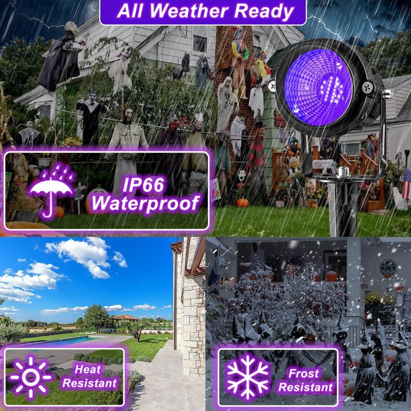 12W purple light lawn floor light, Halloween black light, ambient light, outdoor stage floodlight, corner UV black light details Picture