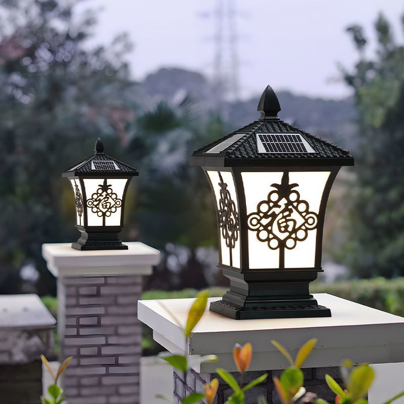 Factory solar column head lamps, garden lamps, main gate column fences, outdoor villa wall lamps, factory cross-border wholesale Specification drawing