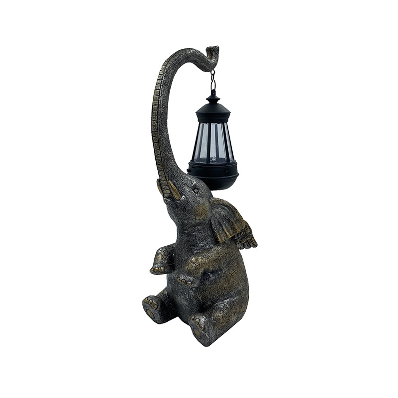 Cross-border outdoor solar statues, elephant garden statues, hanging lamps, courtyard ornaments, garden resin handicrafts and decorations Item Picture