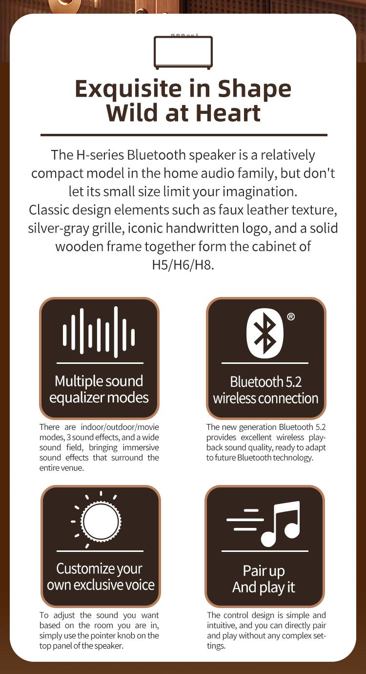 蓝牙音箱 Portable for Bluetooth 5.2 Stereo Speaker Parties Home详情2