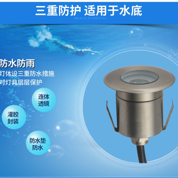 Original manufacturer's underwater ground light, swimming pool stainless steel 1W small ground light, ultra-bright waterproof square landscape light details Picture