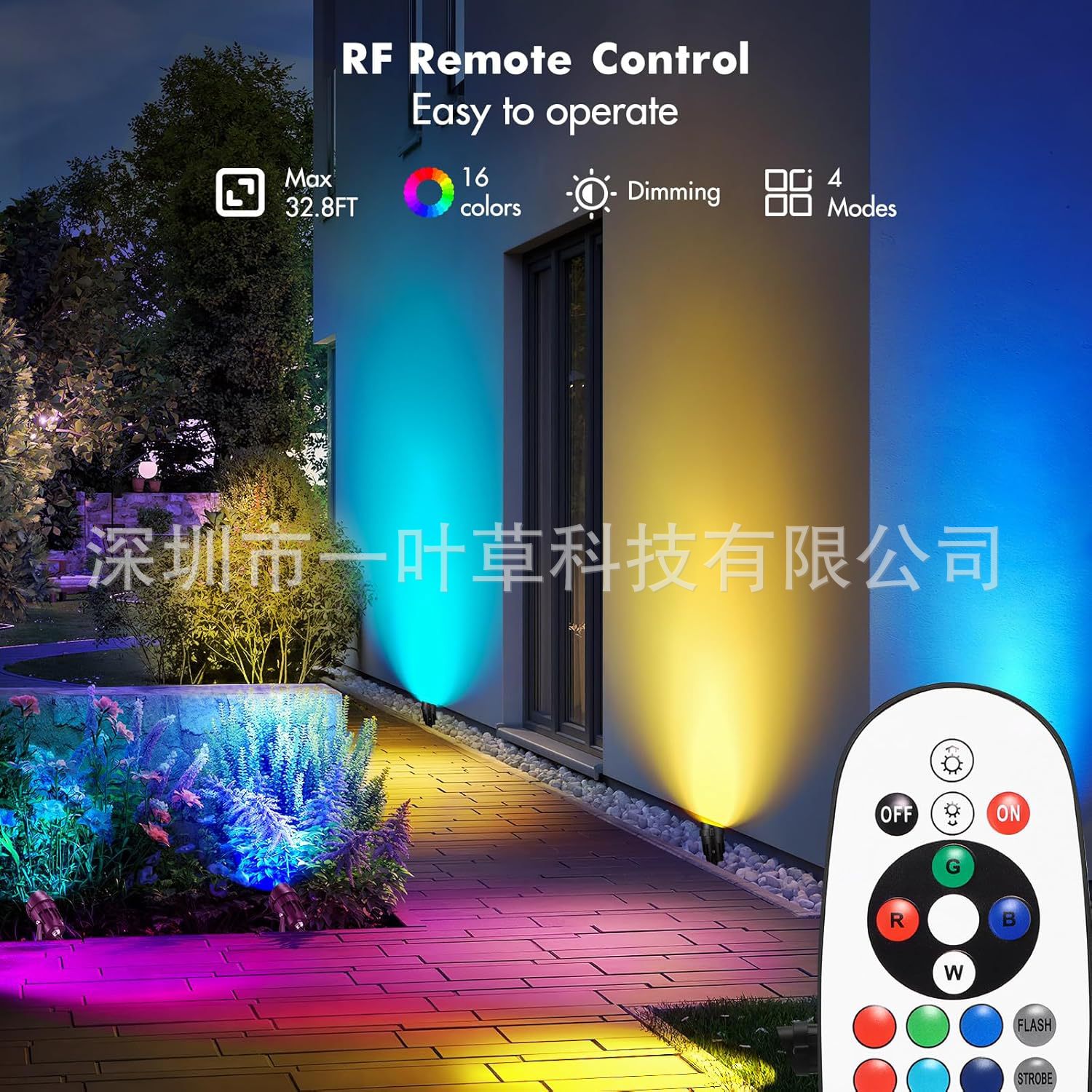 Low-voltage 12V remote-controlled color-changing circular ground light, walkway step, courtyard seven-color landscape light, embedded ground light details Picture