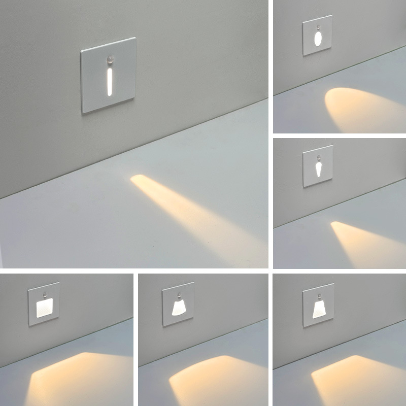 Ultra-thin 86-type embedded magnetic base sensor light, staircase step LED, corner smart human body 1-watt night light details Picture
