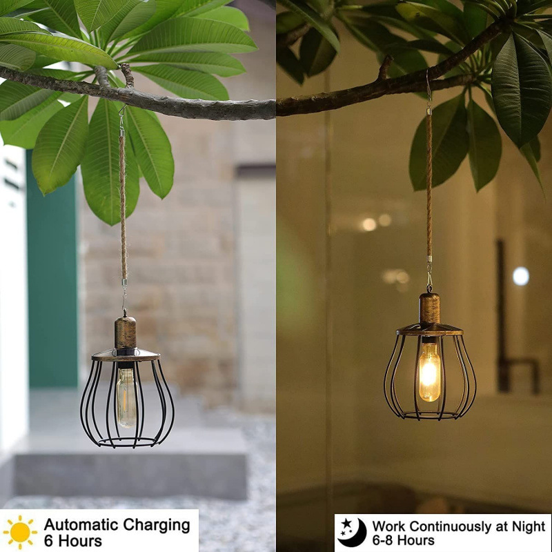 Solar-powered hanging lamp chandelier, outdoor courtyard garden atmosphere decorative lamp, simple artistic lamp head, cross-border free shipping Application Scenario
