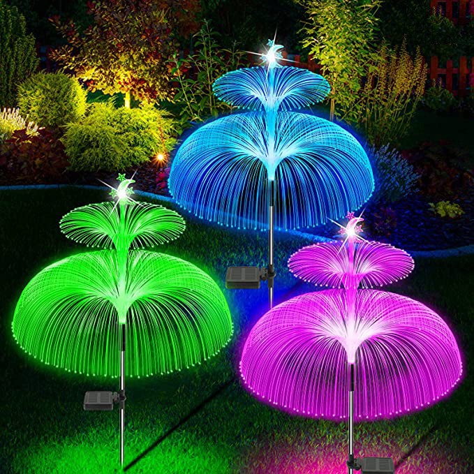 Solar-powered jellyfish lamp, outdoor double-layer star and moon jellyfish lamp, garden lamp, reed Christmas ground insert garden decorative lamp Application Scenario