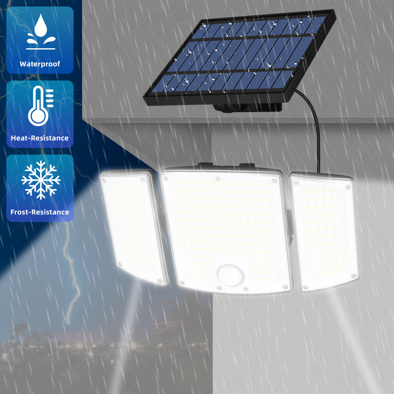 New solar wall lamps, outdoor lighting, solar garden lamps, garage street lamps, and rotatable human body sensor lamps details Picture