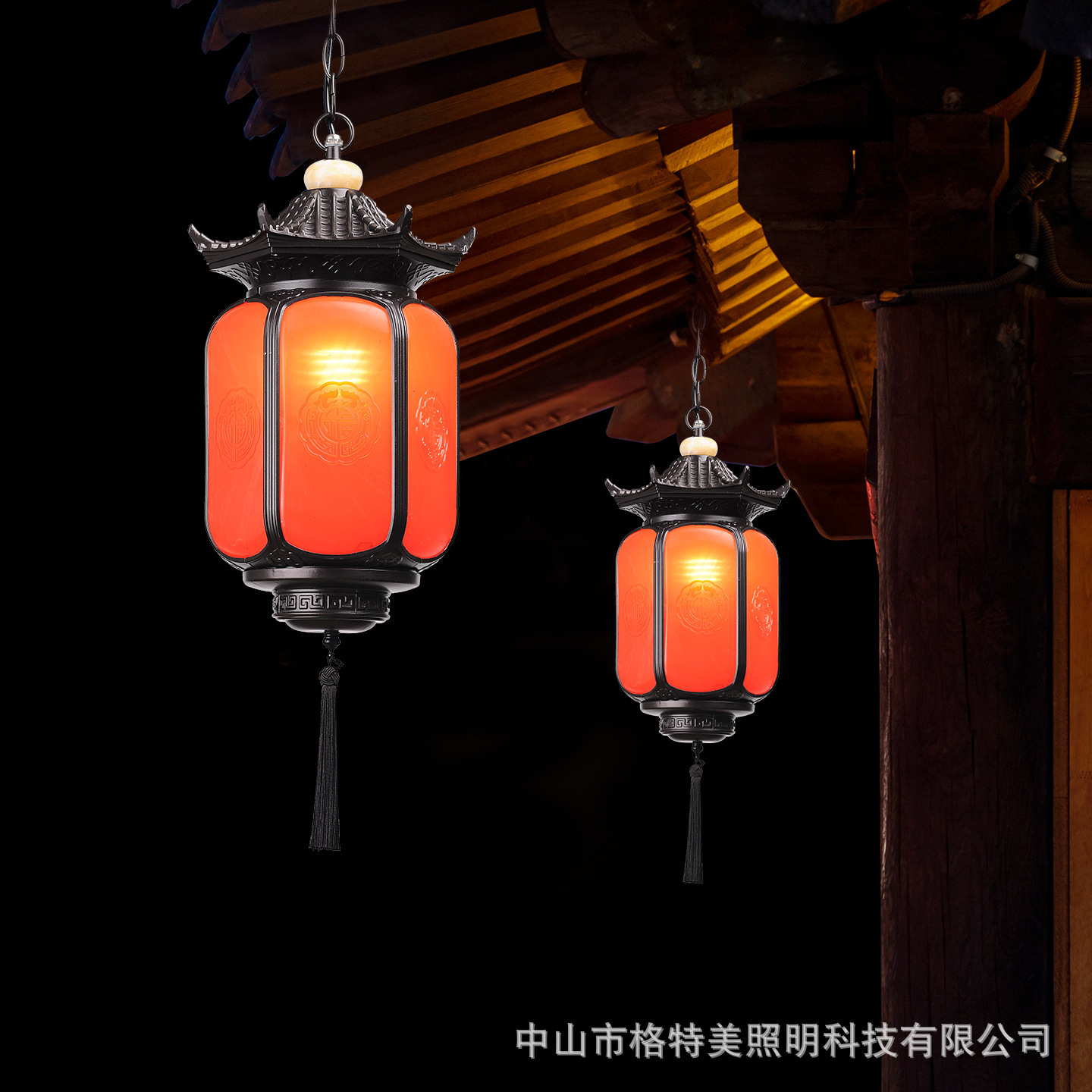 New Chinese-style outdoor chandeliers, outdoor waterproof courtyard landscape, pavilion eaves lanterns, villa balconies, ancient building hanging lamps Specification drawing