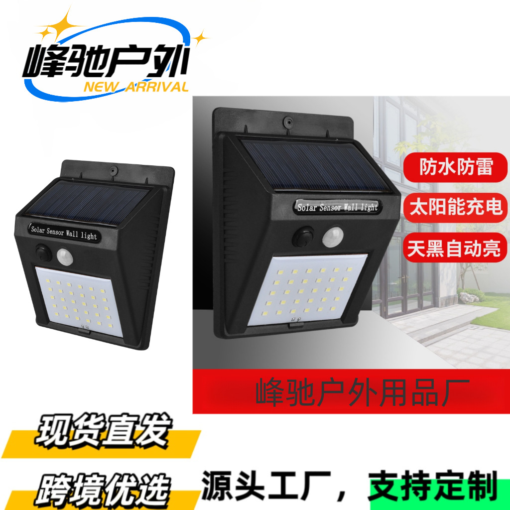 Cross-border new 20LED solar wall lamp, human-sensing garden lamp, garden lamp, garage staircase lamp full figure
