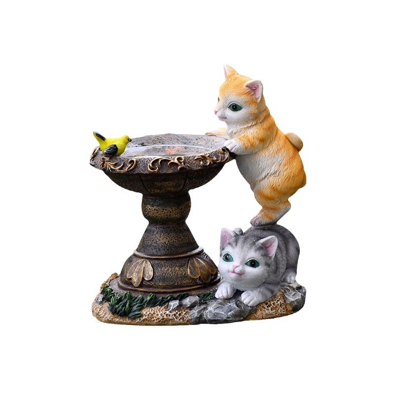 Cross-border solar garden cat statue lamps, resin courtyard lamps, lawn resin handicrafts, animal statue ornaments Item Picture