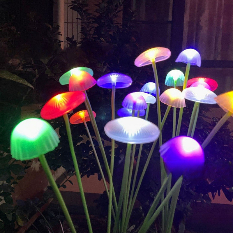 Courtyard garden balcony decoration atmosphere, seven-color mushroom lamps, outdoor waterproof lawn lamps inserted Specification drawing