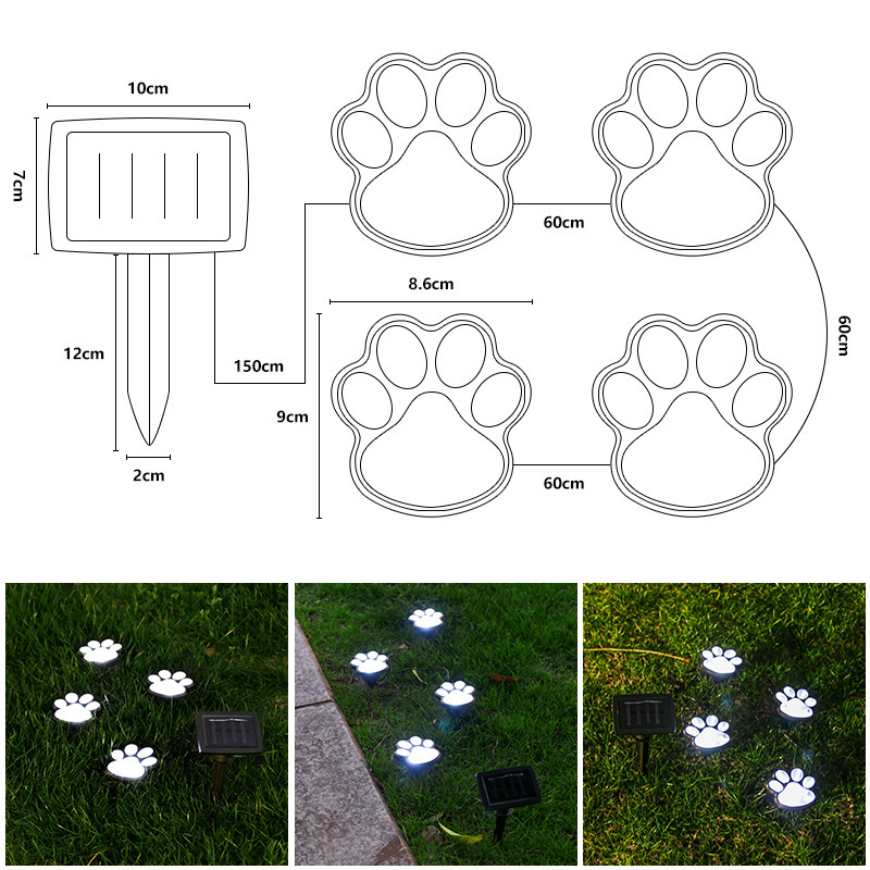 Cross-border solar dog paw light, outdoor courtyard decoration cat paw light, garden villa night light, lawn light, underground light Application Scenario