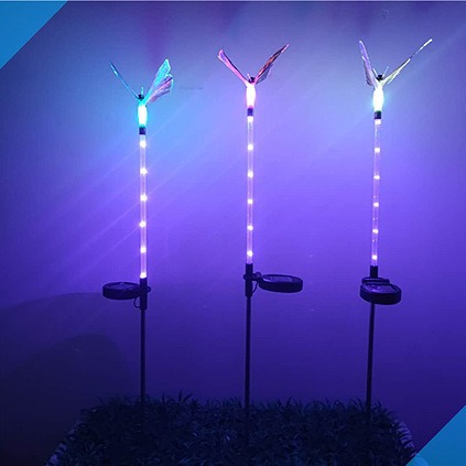 Cross-border solar seven-color color-changing butterfly, dragonfly and hummingbird lights, outdoor lawn lights, garden insert lights and landscape lights details Picture