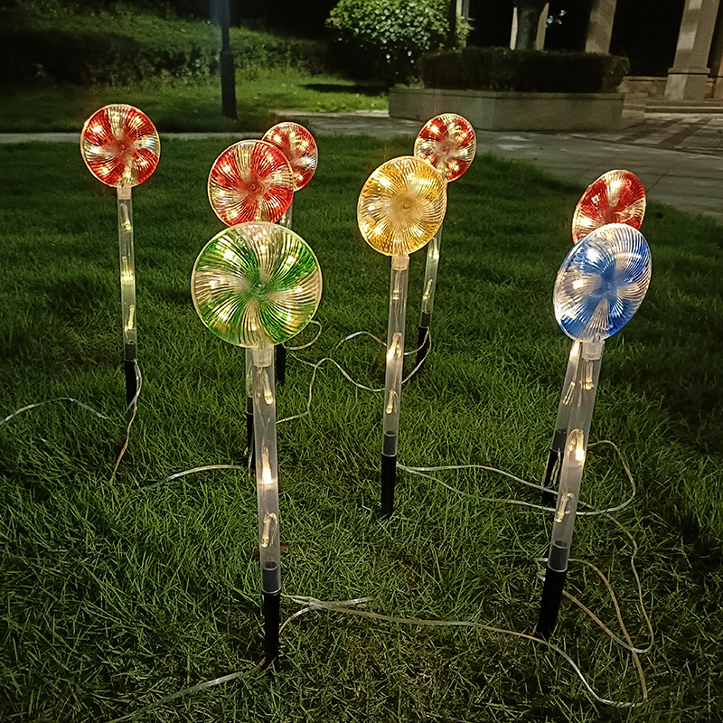Solar-powered colorful candy lollipop lights, Christmas lawn and garden decoration LED ground stick ambient lights Specification drawing