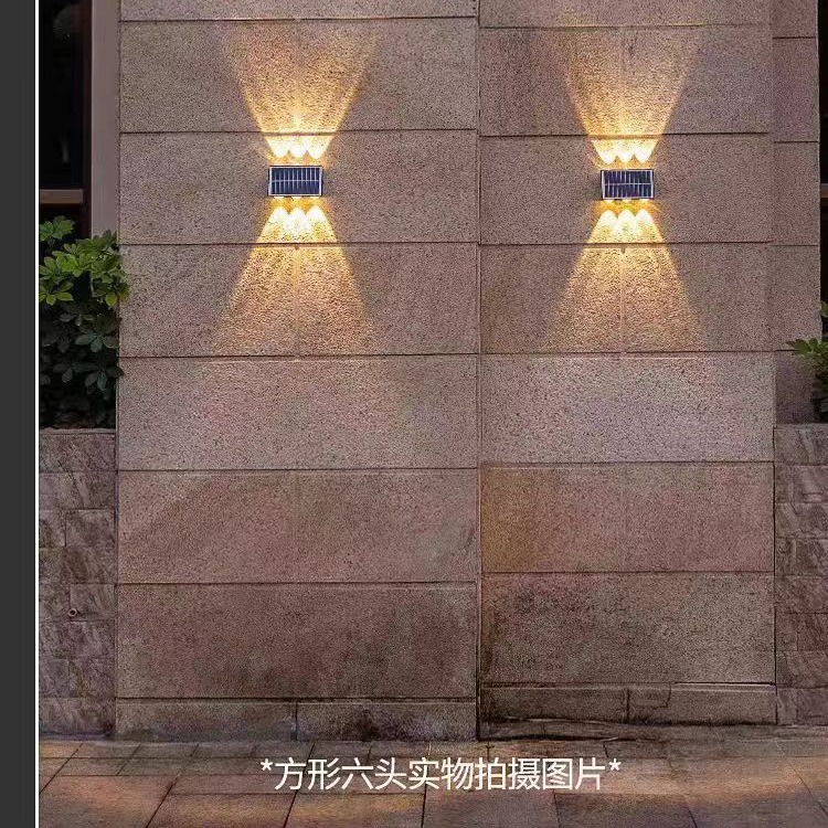 Solar wall lamps for outdoor, courtyard, landscape, balcony, outdoor, waterproof, dual-head, top and bottom lighting, creating a high-end atmosphere Specification drawing