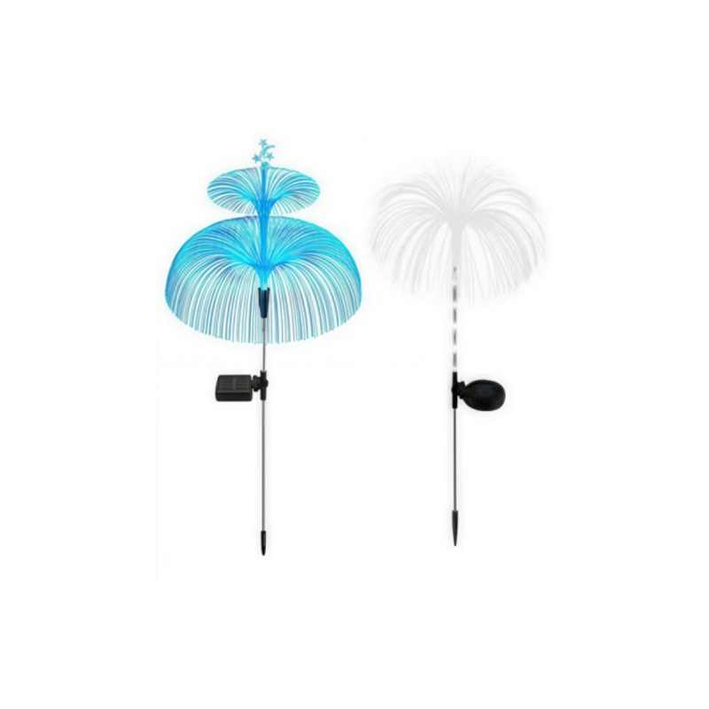 Solar-powered jellyfish lamp, outdoor double-layer star and moon jellyfish lamp, garden lamp, reed Christmas ground insert garden decorative lamp Item Picture
