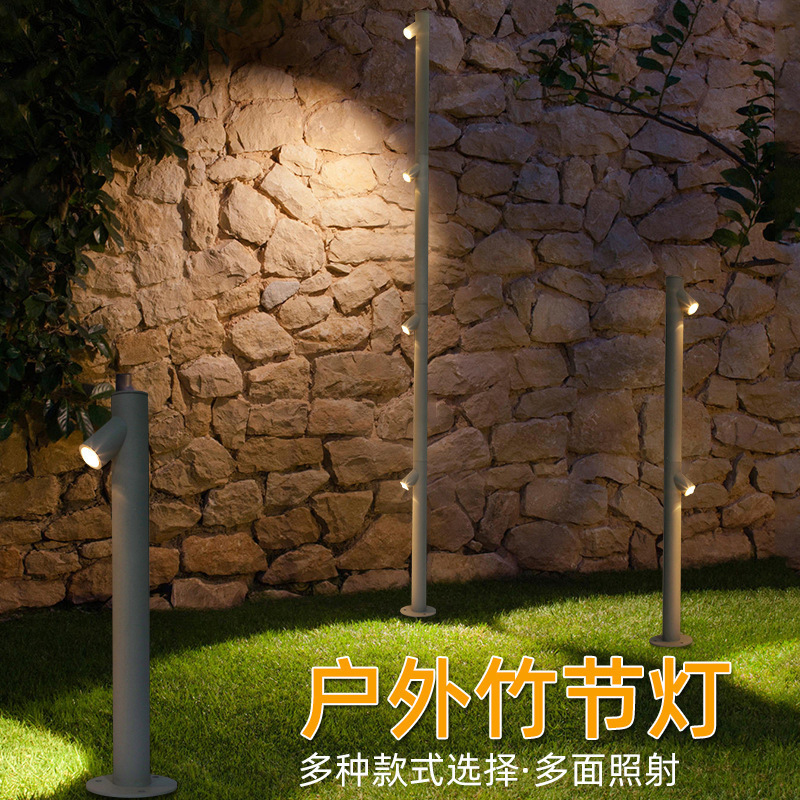 Bamboo joint lamps, modern and simple garden lamps, outdoor waterproof lawn lamps, villa garden landscape garden outdoor grassland lamps full figure
