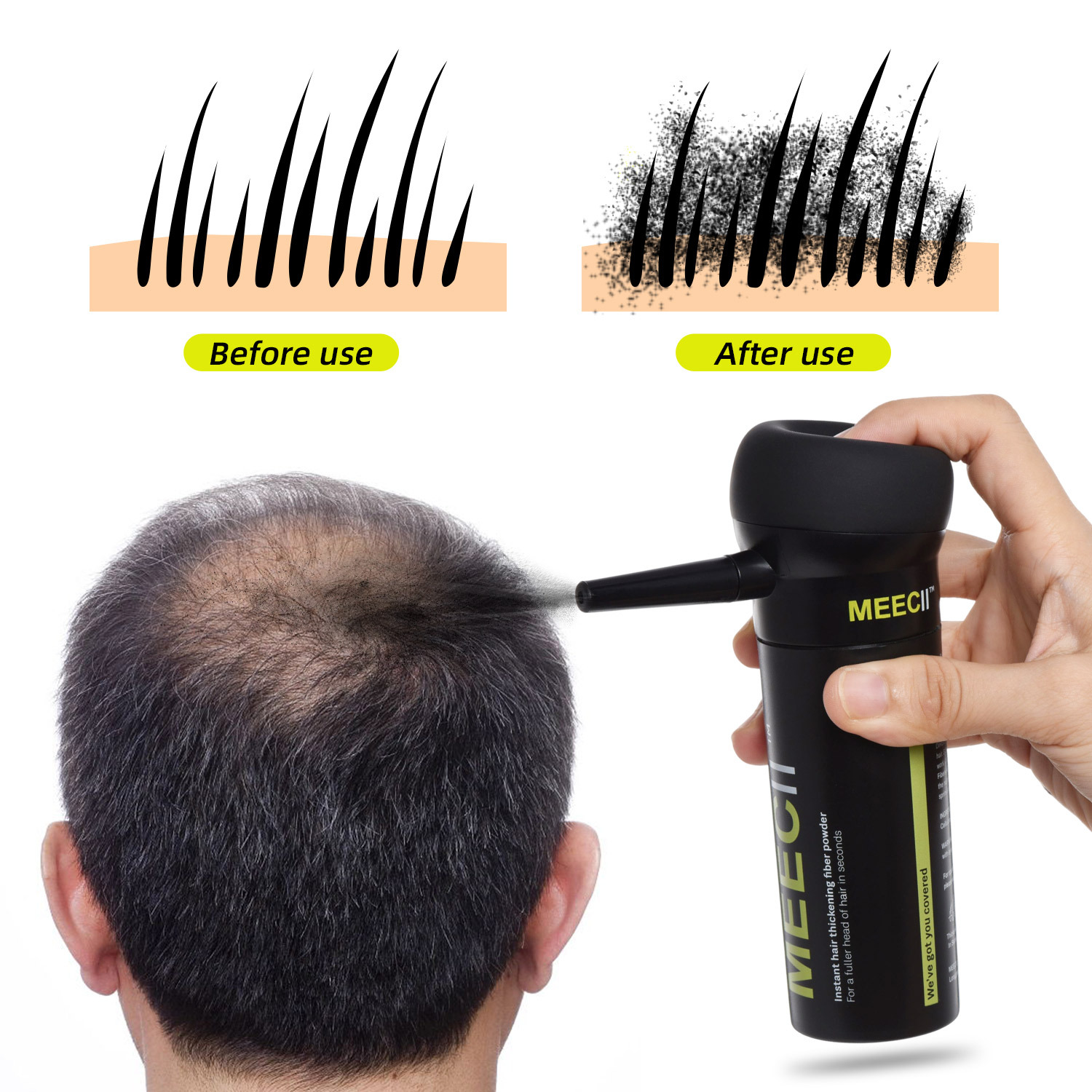 MEECII Hair Fiber Dense Hair Fiber High-quality 27.5g Thickening and hair growth Fiber powder Item Picture