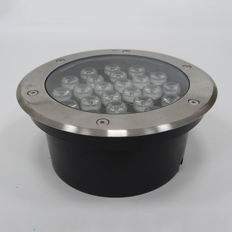 Wholesale LED ground lamps from the manufacturer, featuring die-cast aluminum, stainless steel face covers, tempered glass, and outdoor waterproof circular ground lamps details Picture