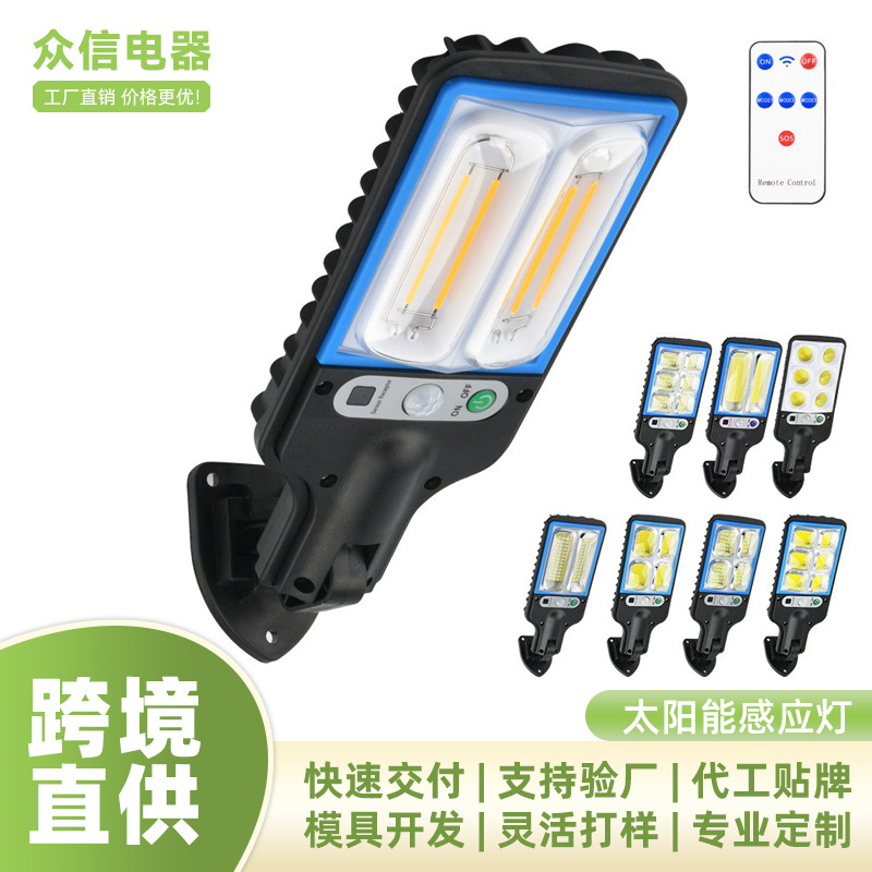 Amazon-style solar outdoor garden lamps, household human body sensor street lamps, rural yard lighting LED wall lamps full figure