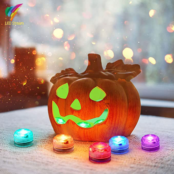 Diving light, LED small knob, seven-color waterproof remote control color light, fish tank light, vase light, candle light, tea light, pumpkin light Specification drawing