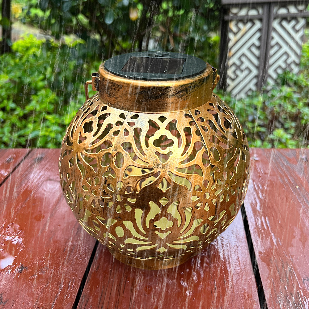 Cross-border solar lanterns, hanging lanterns, hollowed-out lanterns, courtyard lights, garden hanging lights, porch decorative lights, projection lights Application Scenario