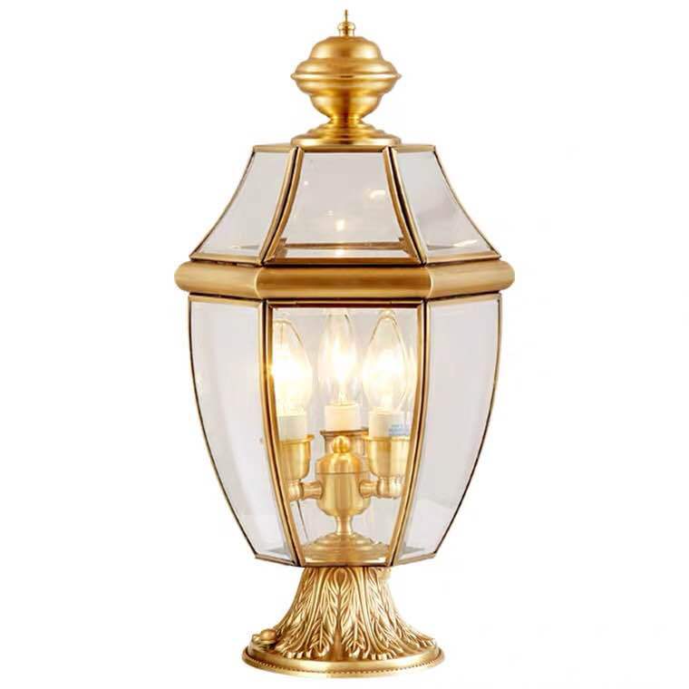 Outdoor courtyard lights, all-copper courtyard wall and fence lights, column headlights, European-style door columns, landscape garden lawn waterproof outdoor lights Item Picture