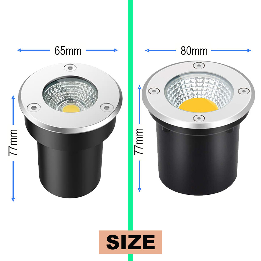 COB ground lights, outdoor waterproof embedded grass lights, courtyard square step landscape spotlights, circular ground lights details Picture