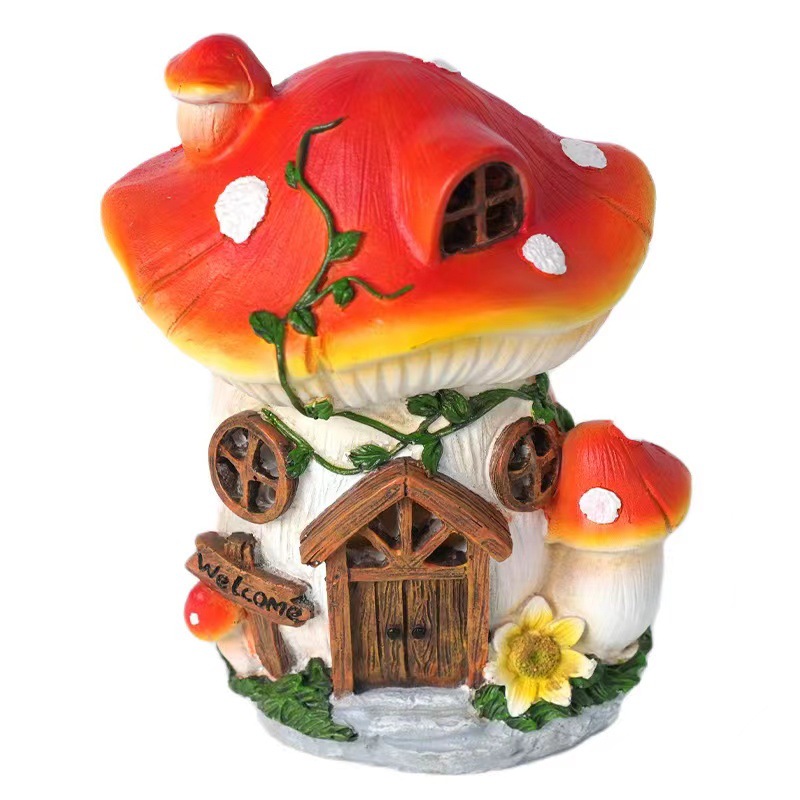 Amazon outdoor solar micro-landscape decoration, cute mushroom resin craft ornaments, garden house ornaments Item Picture