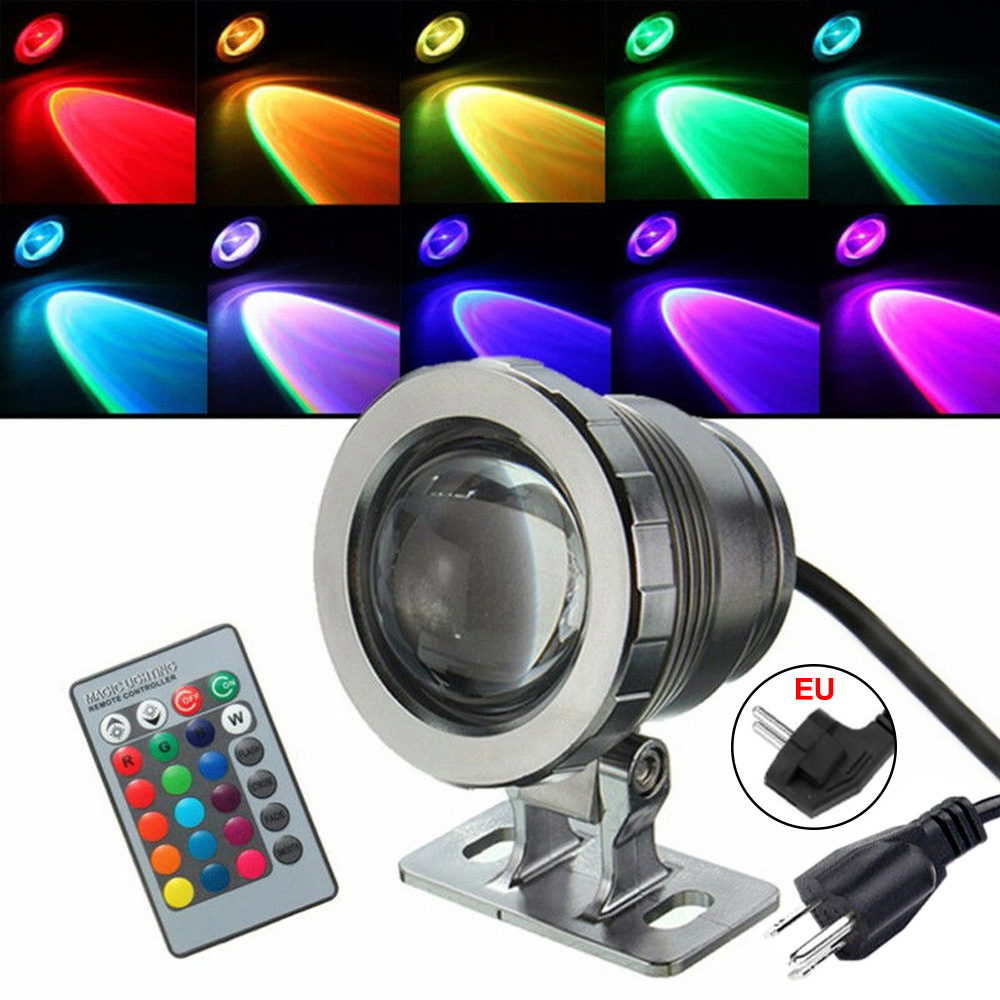 Outdoor fountain pool spotlight AC 85~265V RGB remote control black and silver plug pool light fountain light details Picture