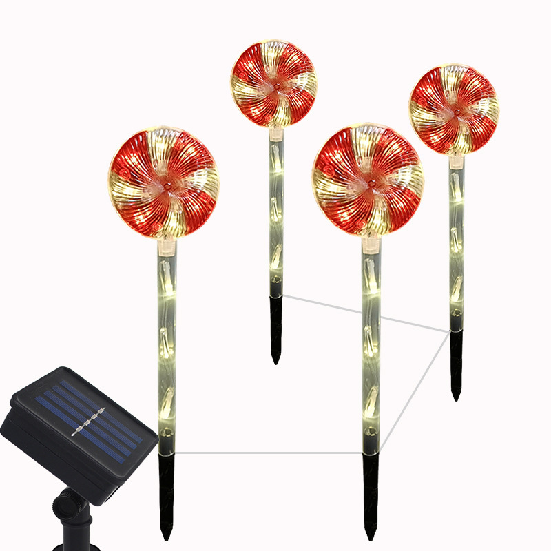 Solar-powered colorful candy lollipop lights, Christmas lawn and garden decoration LED ground stick ambient lights Item Picture