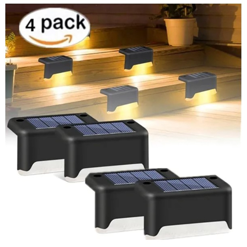 Solar-powered step lights, rainproof small wall lights, corridor step lights, outdoor balcony, courtyard and park landscape lighting full figure